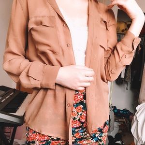 Timing Mocha Button Blouse Small